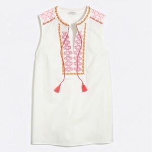 J Crew Sleeveless Shirt w Pink/Orange Embroidery